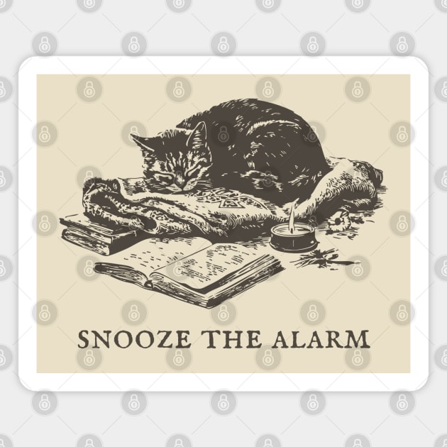 Snooze the Alarm Sleeping Cat Magnet by TuncGK